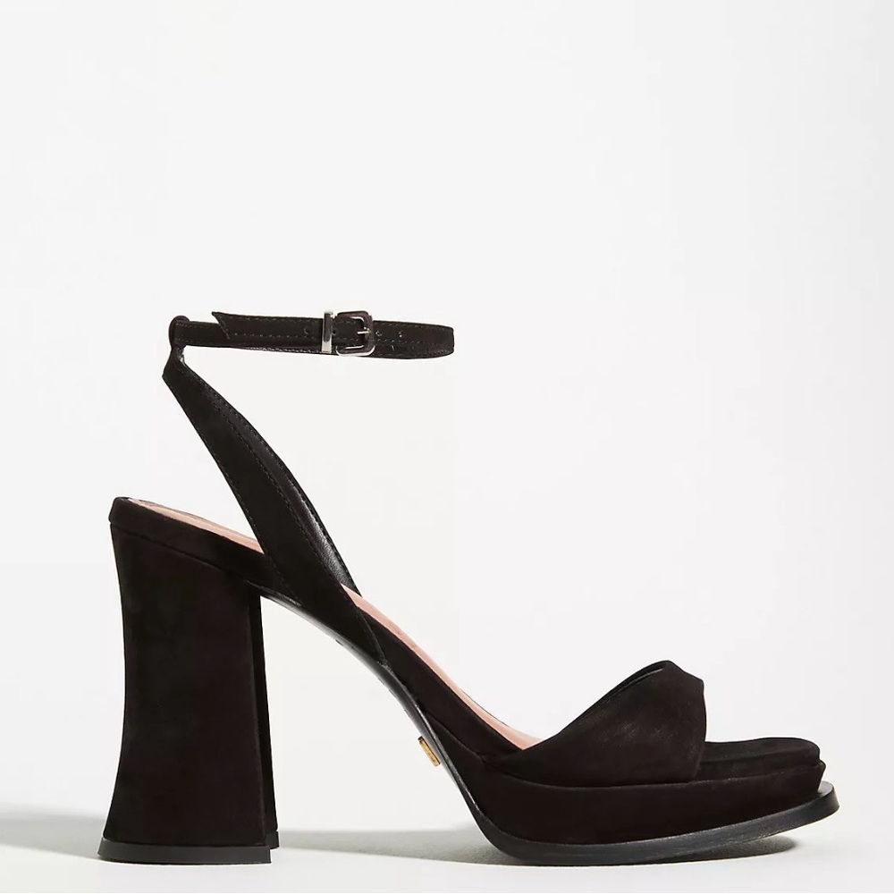 Anthropologie Black Block Heel Sandals